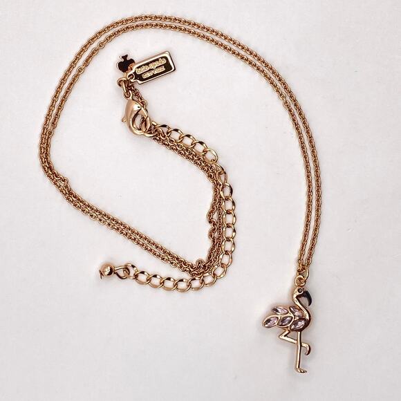 KATE SPADE FLAMINGO Pendant Charm Necklace Reversible Rose Gold - Picture 4 of 8